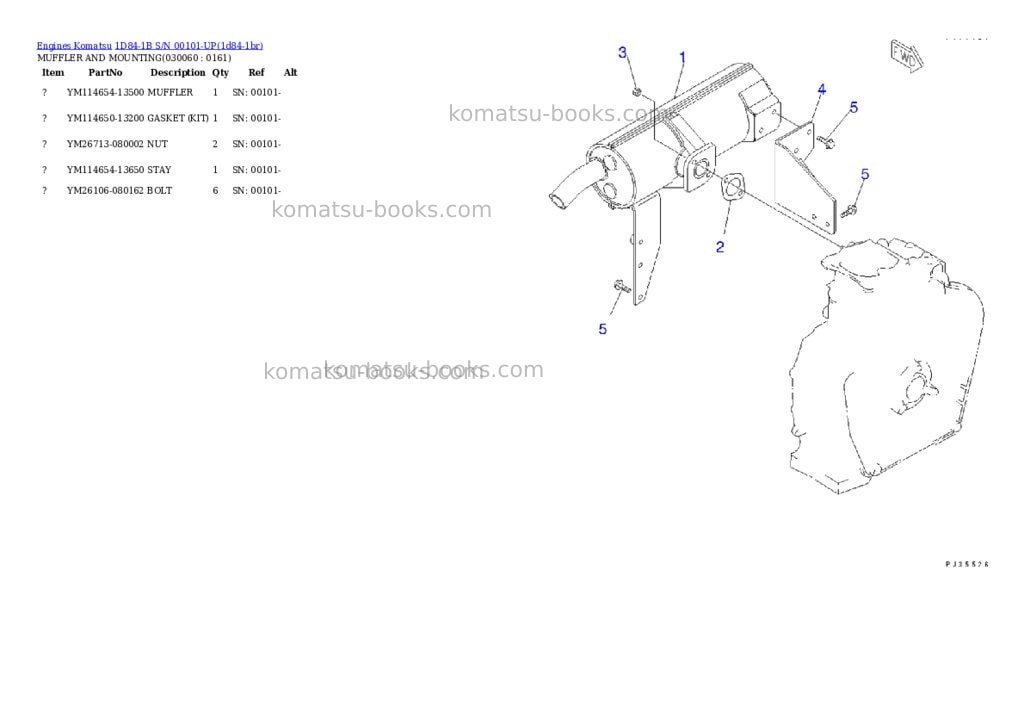 Komatsu 1d84-1b s/n 00101-up Parts catalog cover Page 5