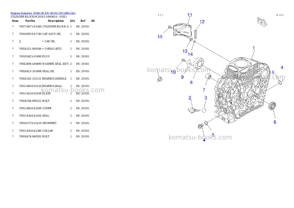 Komatsu 1d84-1b s/n 00101-up Parts catalog cover Page 6