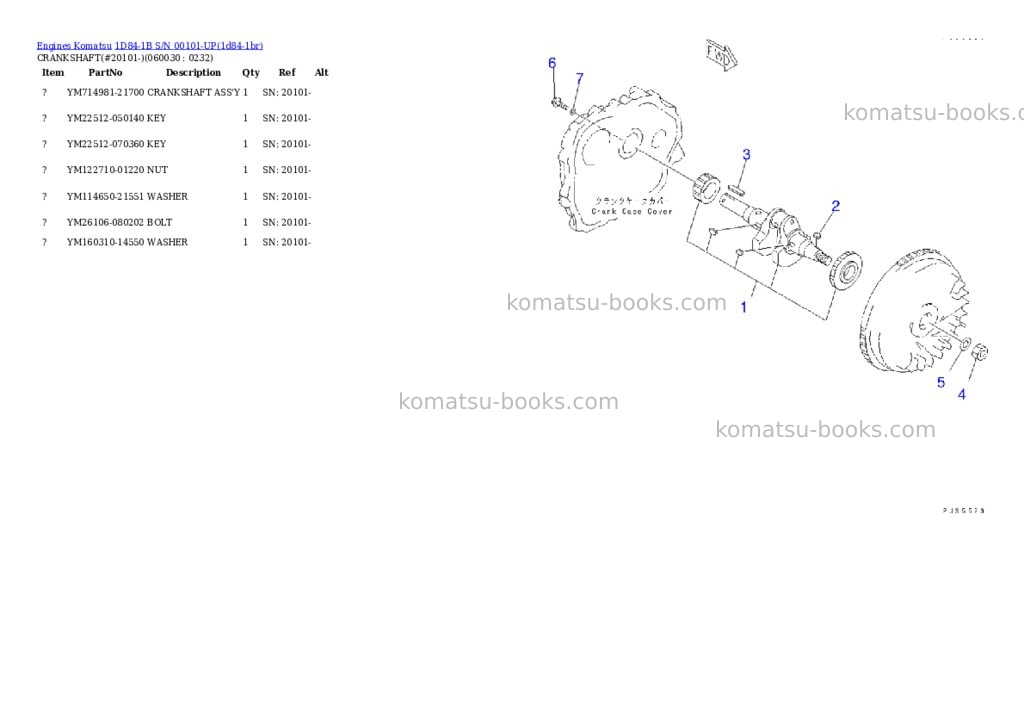 Komatsu 1d84-1b s/n 00101-up Parts catalog cover Page 8