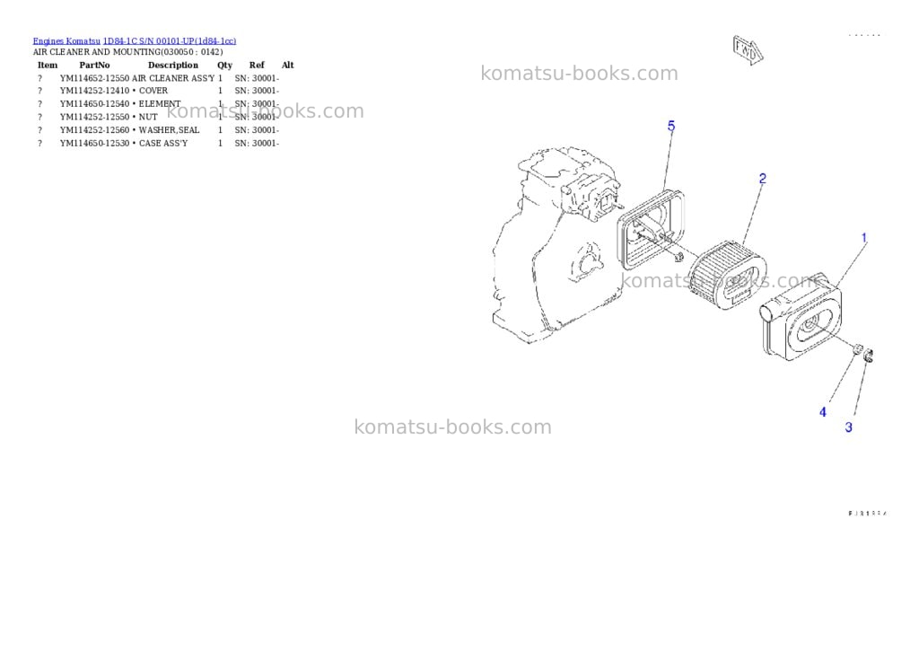 Komatsu 1d84-1c s/n 00101-up Parts catalog cover Page 4
