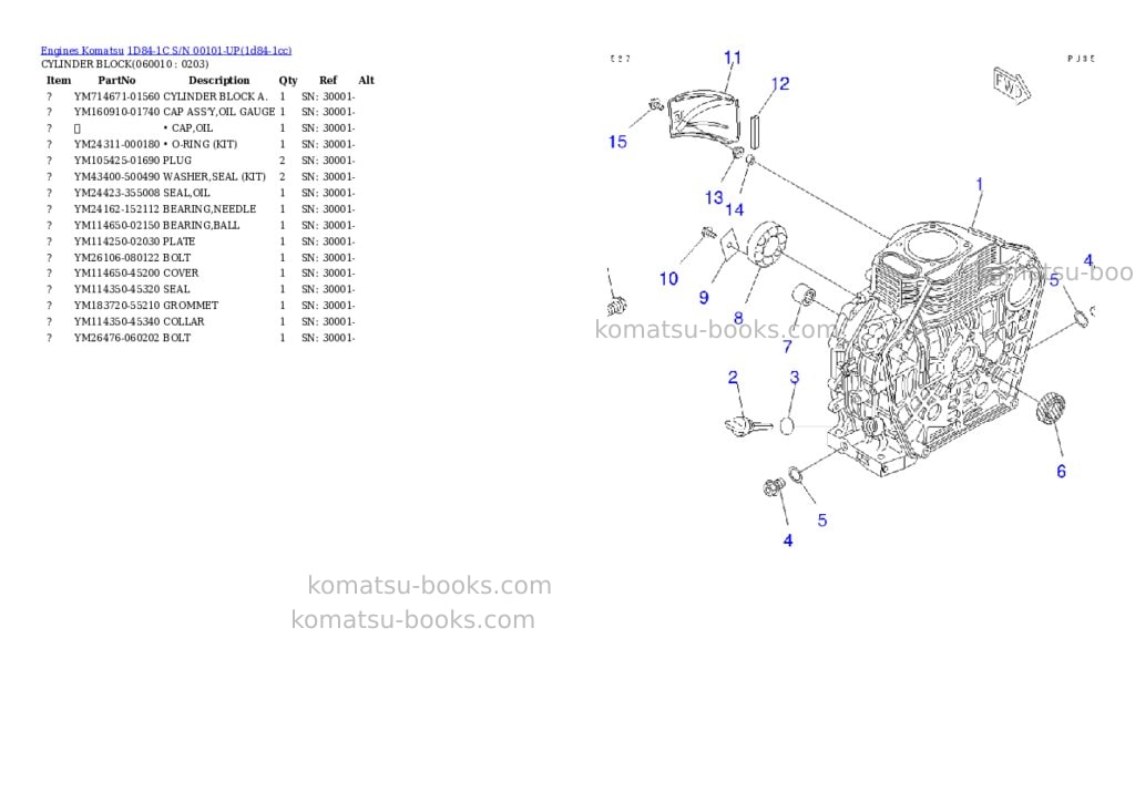 Komatsu 1d84-1c s/n 00101-up Parts catalog cover Page 6
