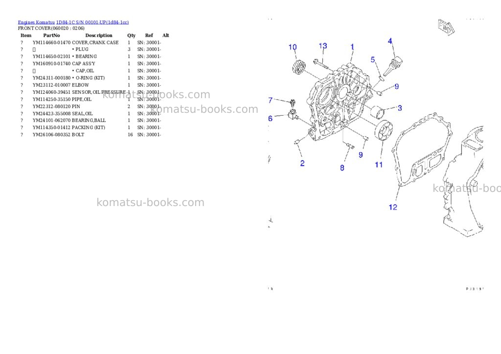 Komatsu 1d84-1c s/n 00101-up Parts catalog cover Page 7