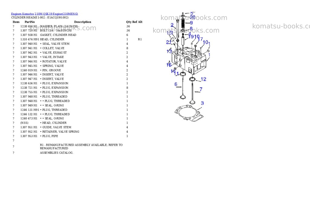 Komatsu 210m qsk19 engine Parts catalog cover Komatsu 210m qsk19 engine Parts catalog cover