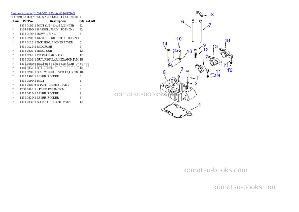 Komatsu 210m qsk19 engine Parts catalog cover Page 2 Komatsu 210m qsk19 engine Parts catalog cover Page 2