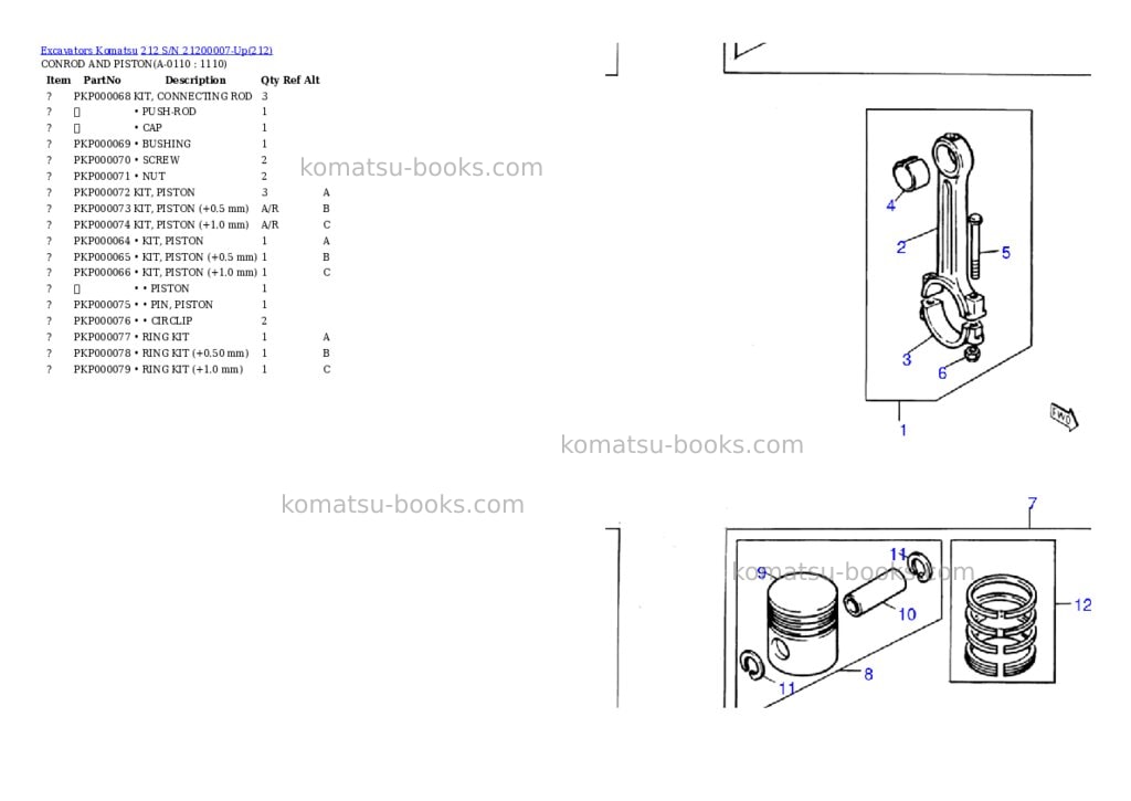Komatsu 212 s/n 21200007-up Parts catalog cover Page 10 Komatsu 212 s/n 21200007-up Parts catalog cover Page 10