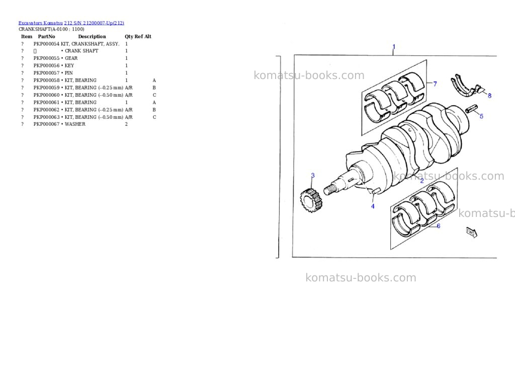 Komatsu 212 s/n 21200007-up Parts catalog cover Page 9 Komatsu 212 s/n 21200007-up Parts catalog cover Page 9