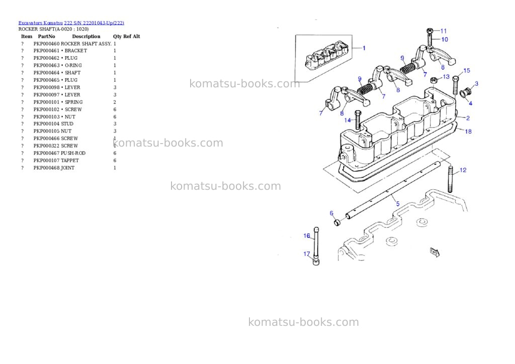 Komatsu 222 s/n 22201043-up Parts catalog cover