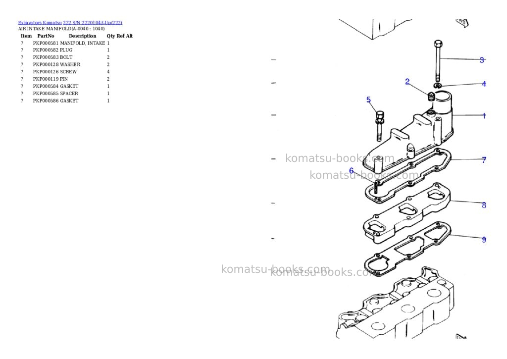 Komatsu 222 s/n 22201043-up Parts catalog cover Page 3