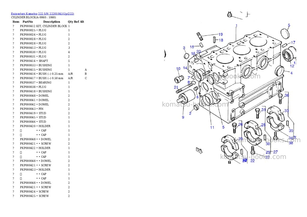 Komatsu 222 s/n 22201043-up Parts catalog cover Page 5