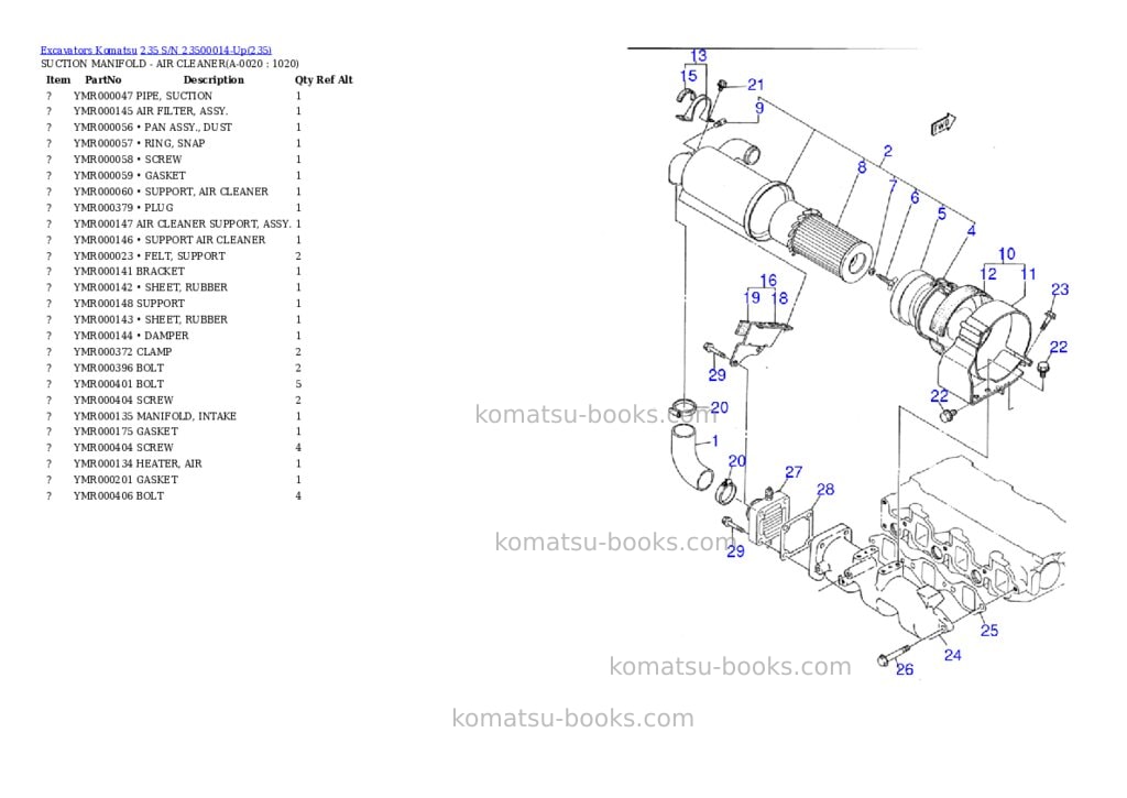 Komatsu 235 s/n 23500014-up Parts catalog cover