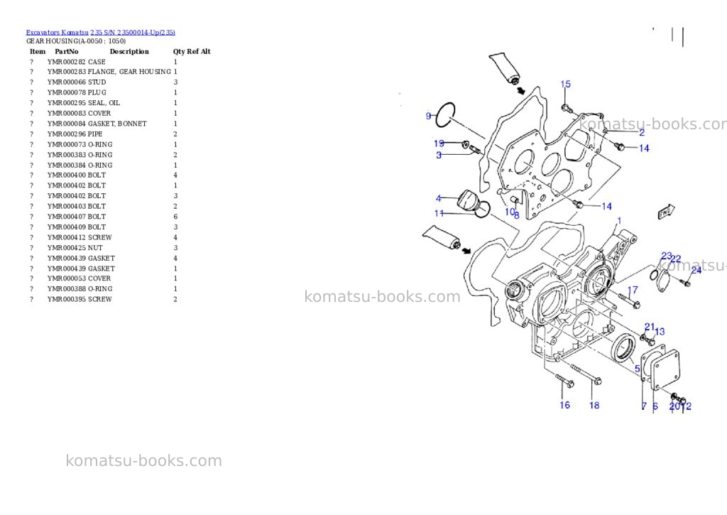 Komatsu 235 s/n 23500014-up Parts catalog cover Page 4