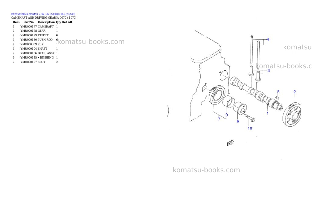 Komatsu 235 s/n 23500014-up Parts catalog cover Page 6