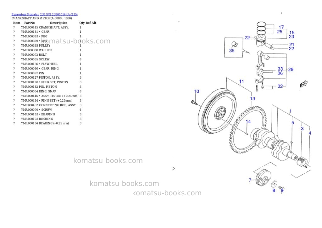 Komatsu 235 s/n 23500014-up Parts catalog cover Page 7