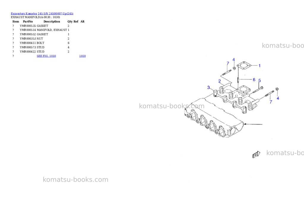 Komatsu 245 s/n 24500007-up Parts catalog cover Page 2