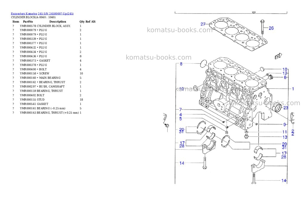 Komatsu 245 s/n 24500007-up Parts catalog cover Page 3
