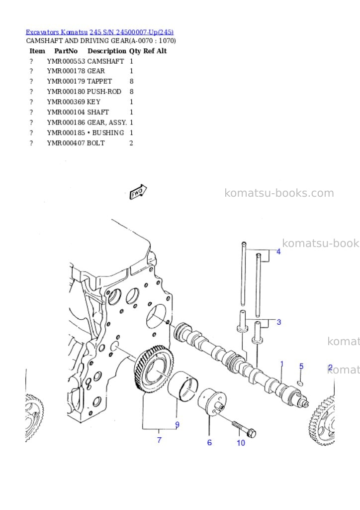Komatsu 245 s/n 24500007-up Parts catalog cover Page 6