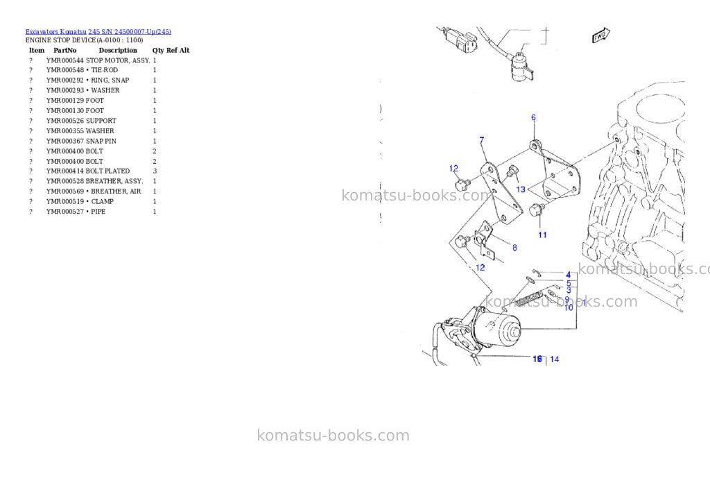 Komatsu 245 s/n 24500007-up Parts catalog cover Page 9