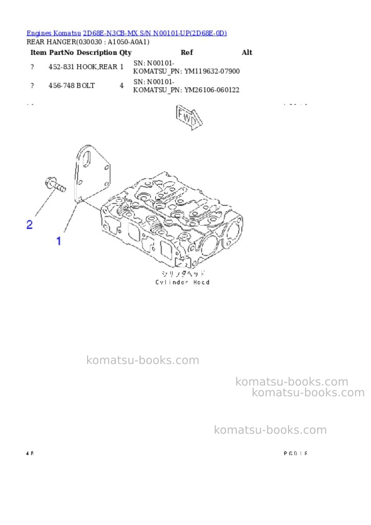Komatsu 2d68e-n3cb-mx s/n n00101-up Parts catalog cover Page 2