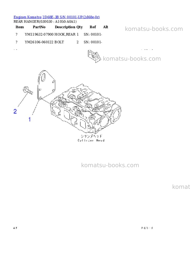Komatsu 2d68e-3b s/n 00101-up Parts catalog cover Page 2