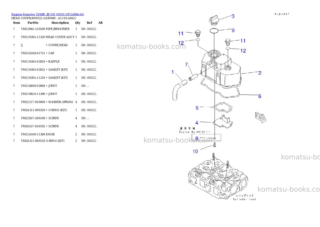 Komatsu 2d68e-3b s/n 00101-up Parts catalog cover Page 3