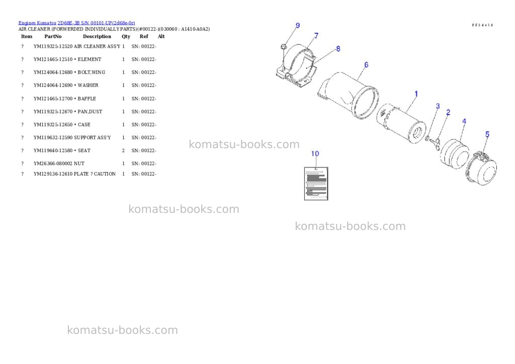 Komatsu 2d68e-3b s/n 00101-up Parts catalog cover Page 5