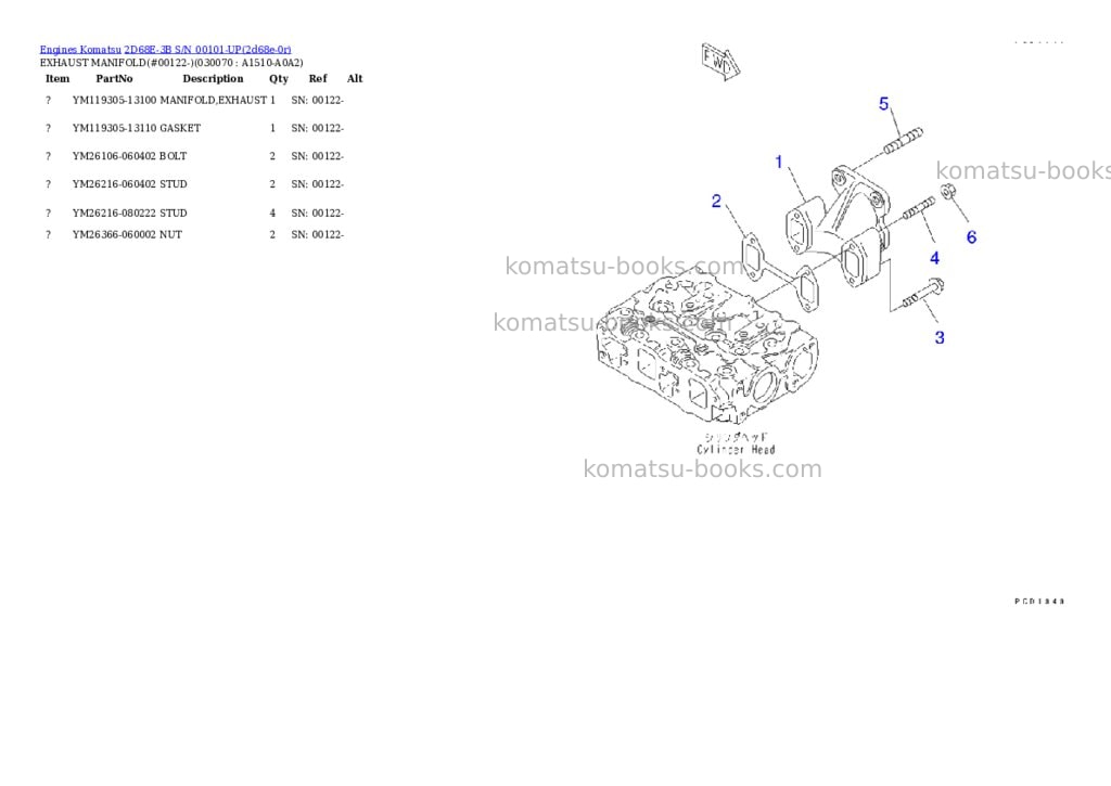 Komatsu 2d68e-3b s/n 00101-up Parts catalog cover Page 6