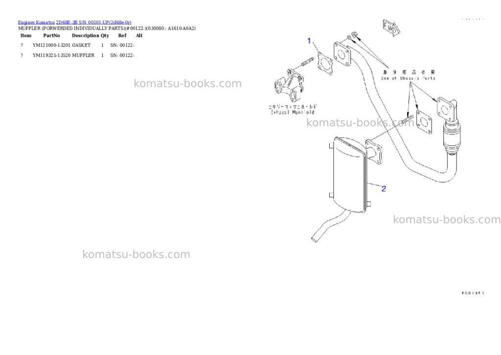 Komatsu 2d68e-3b s/n 00101-up Parts catalog cover Page 7