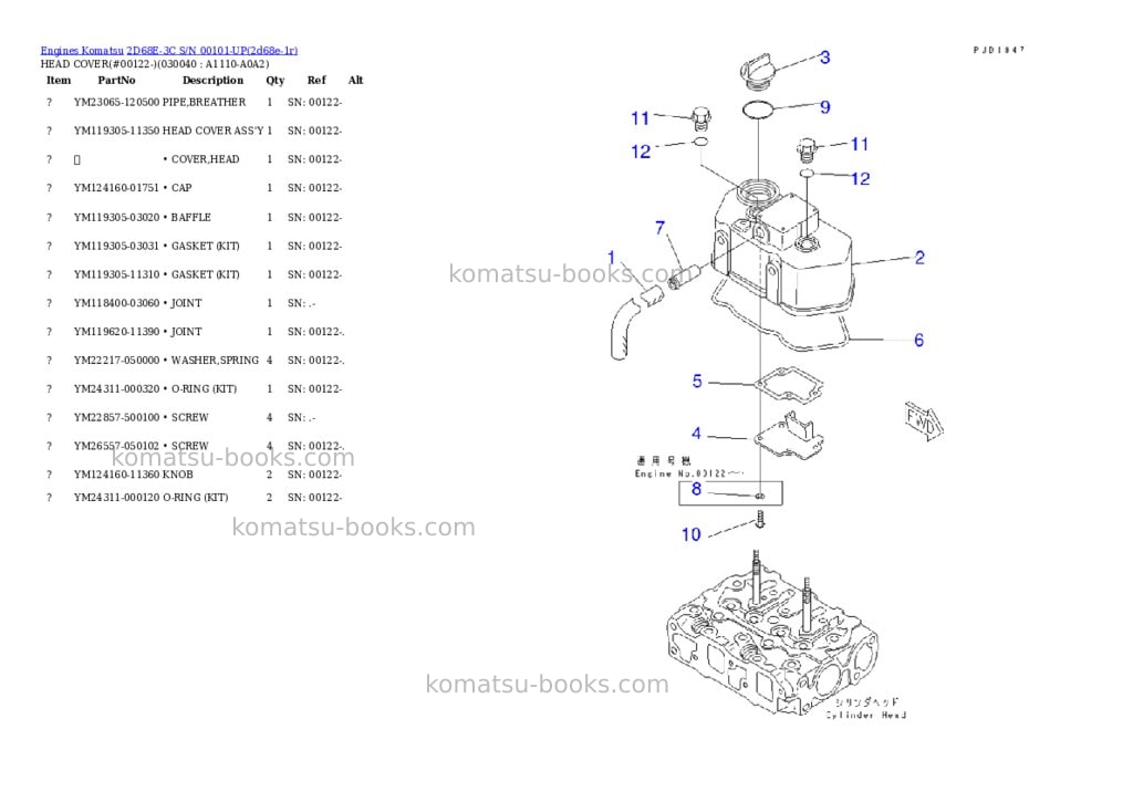 Komatsu 2d68e-3c s/n 00101-up Parts catalog cover Page 3