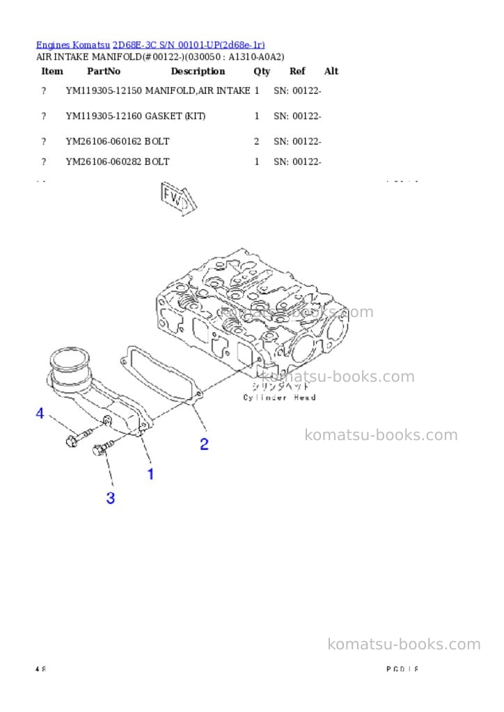 Komatsu 2d68e-3c s/n 00101-up Parts catalog cover Page 4