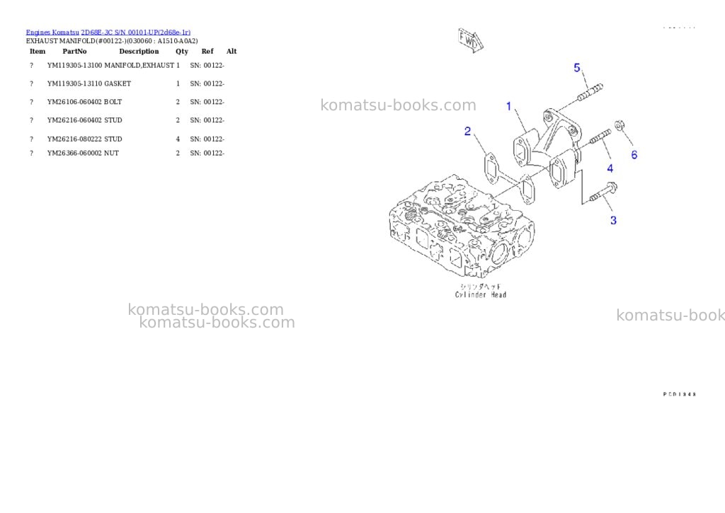 Komatsu 2d68e-3c s/n 00101-up Parts catalog cover Page 5