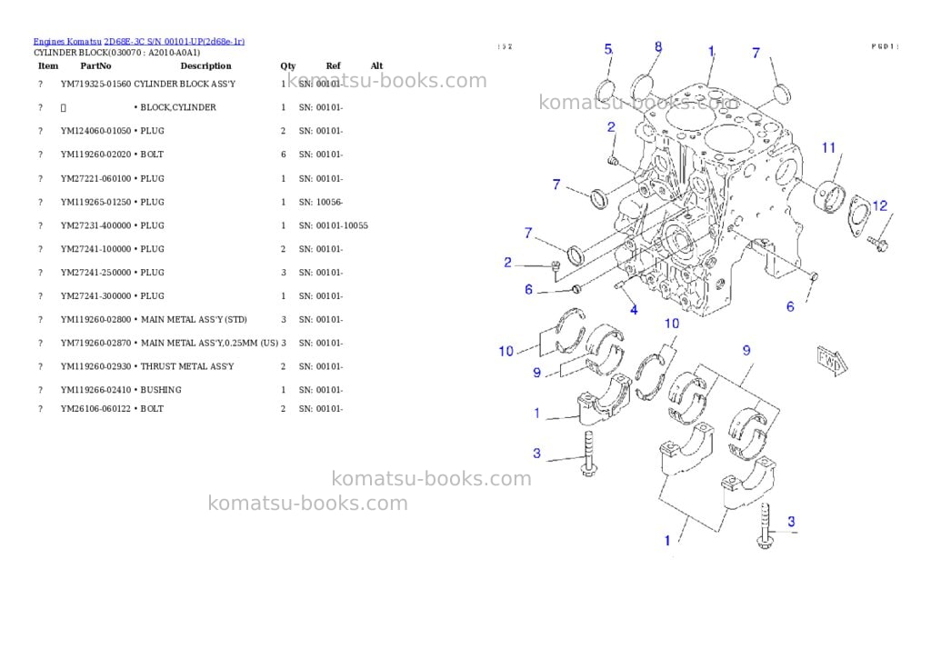 Komatsu 2d68e-3c s/n 00101-up Parts catalog cover Page 6