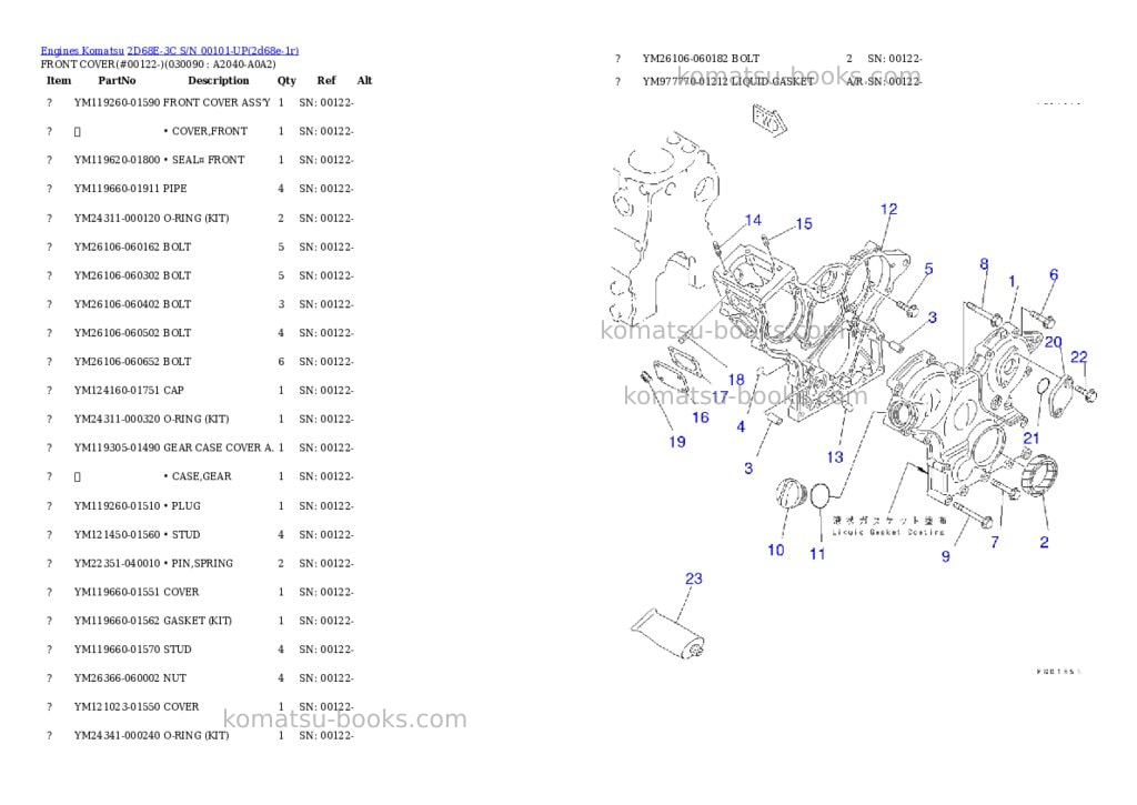 Komatsu 2d68e-3c s/n 00101-up Parts catalog cover Page 8