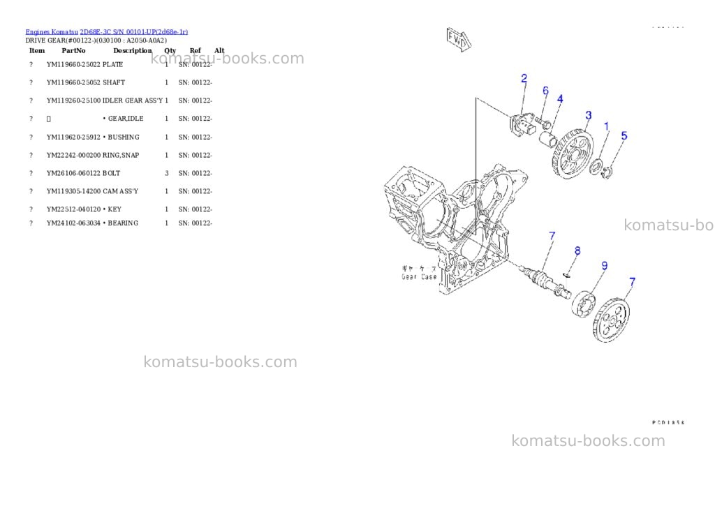 Komatsu 2d68e-3c s/n 00101-up Parts catalog cover Page 9