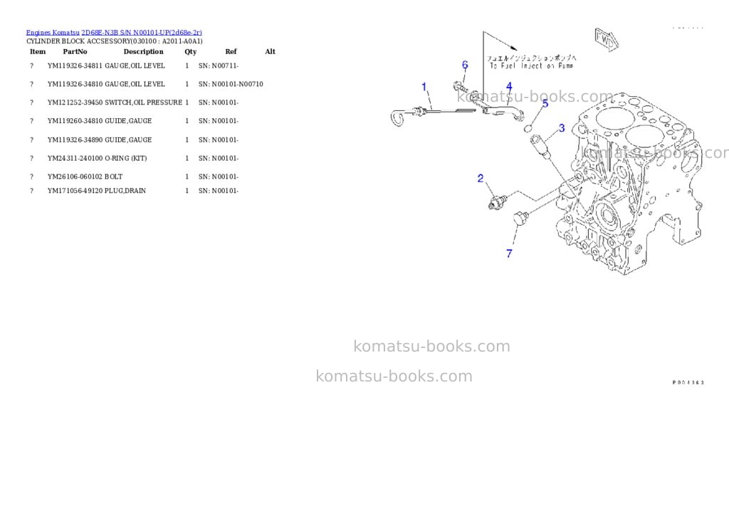 Komatsu 2d68e-n3b s/n n00101-up Parts catalog cover Page 9