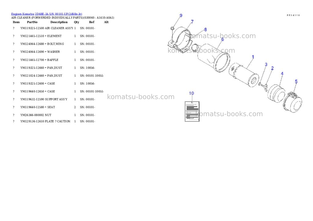 Komatsu 2d68e-3a s/n 00101-up Parts catalog cover Page 5