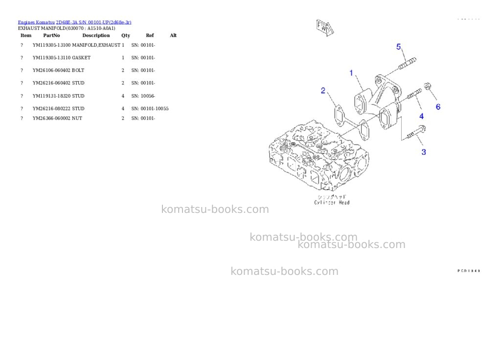 Komatsu 2d68e-3a s/n 00101-up Parts catalog cover Page 6