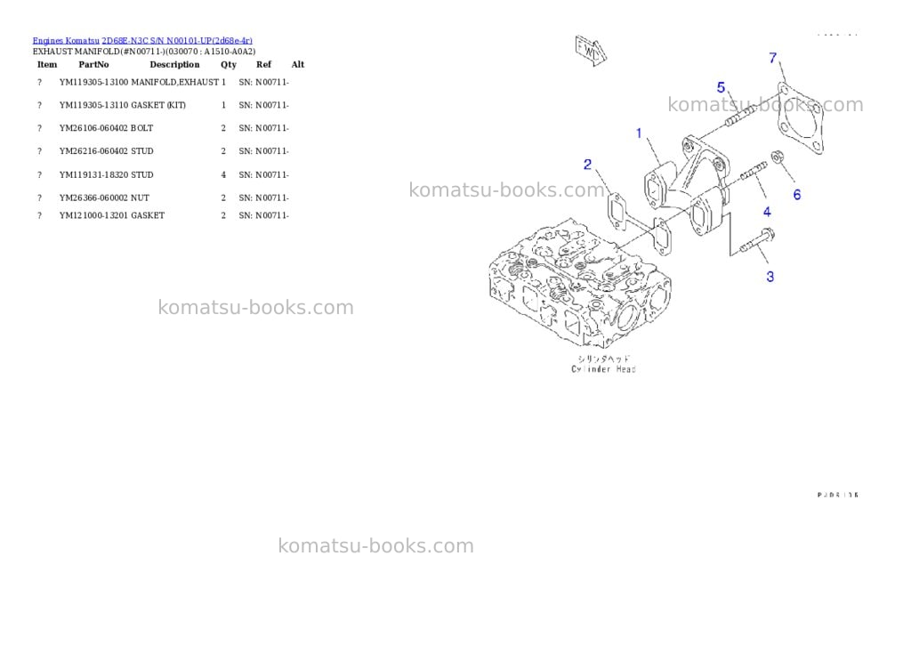 Komatsu 2d68e-n3c s/n n00101-up Parts catalog cover Page 6