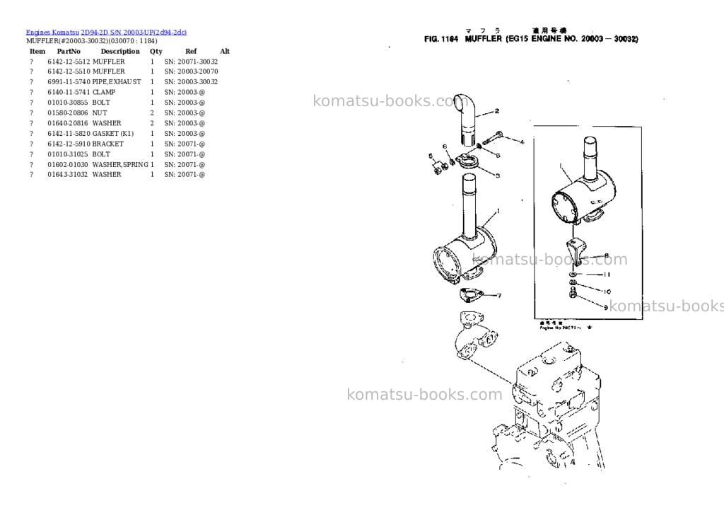 Komatsu 2d94-2d s/n 20003-up Parts catalog cover Page 6