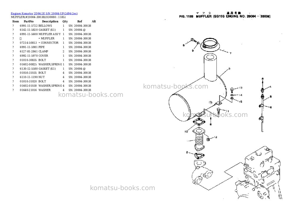 Komatsu 2D94-2E S/N 20004-UP Parts catalog cover Page 7