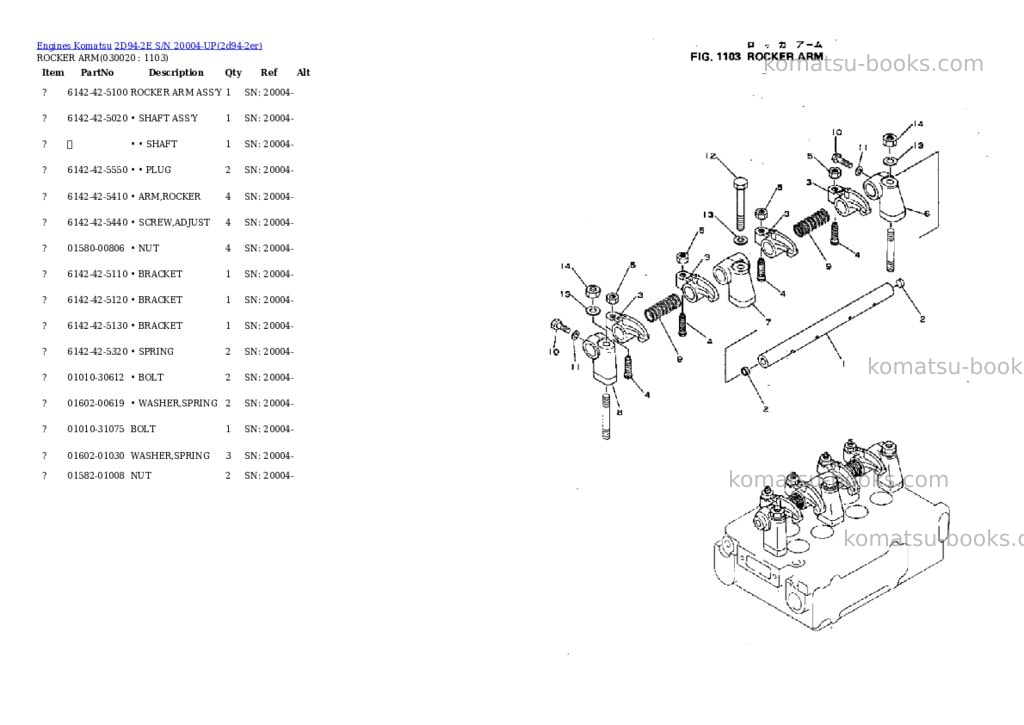 Komatsu 2d94-2e s/n 20004-up Parts catalog cover