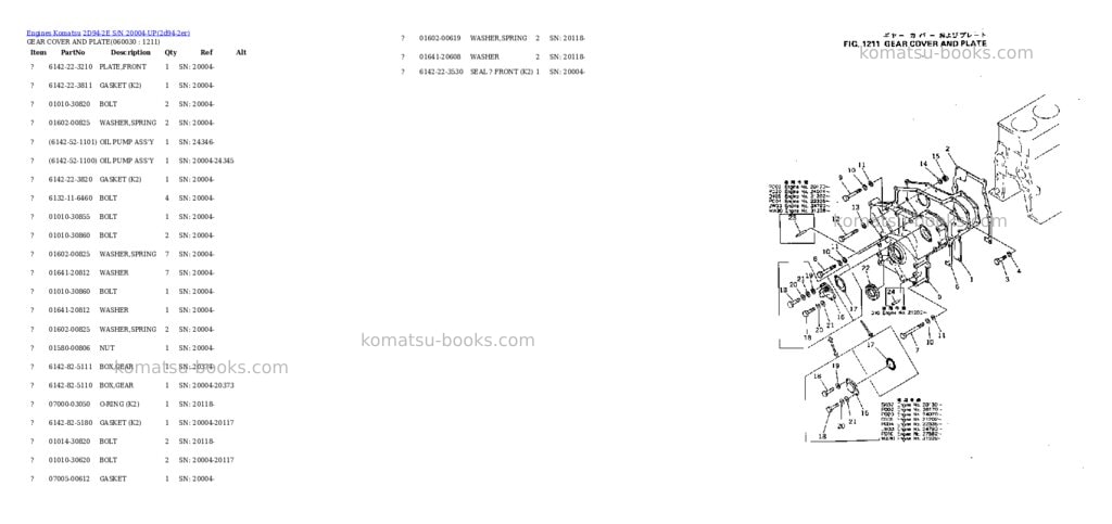 Komatsu 2d94-2e s/n 20004-up Parts catalog cover Page 10