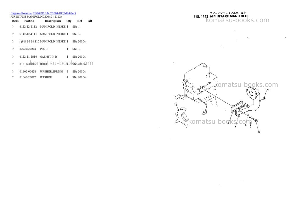 Komatsu 2d94-2e s/n 20004-up Parts catalog cover Page 3