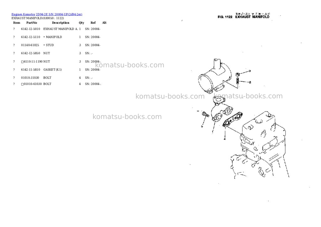Komatsu 2d94-2e s/n 20004-up Parts catalog cover Page 4
