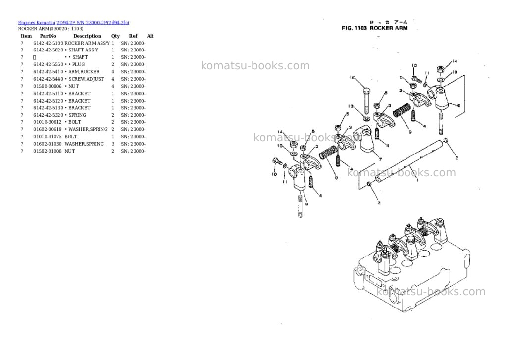Komatsu 2D94-2F S/N 23000-UP Parts catalog cover Komatsu 2D94-2F S/N 23000-UP Parts catalog cover