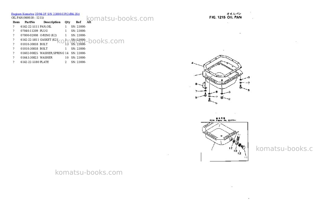 Komatsu 2D94-2F S/N 23000-UP Parts catalog cover Page 9 Komatsu 2D94-2F S/N 23000-UP Parts catalog cover Page 9