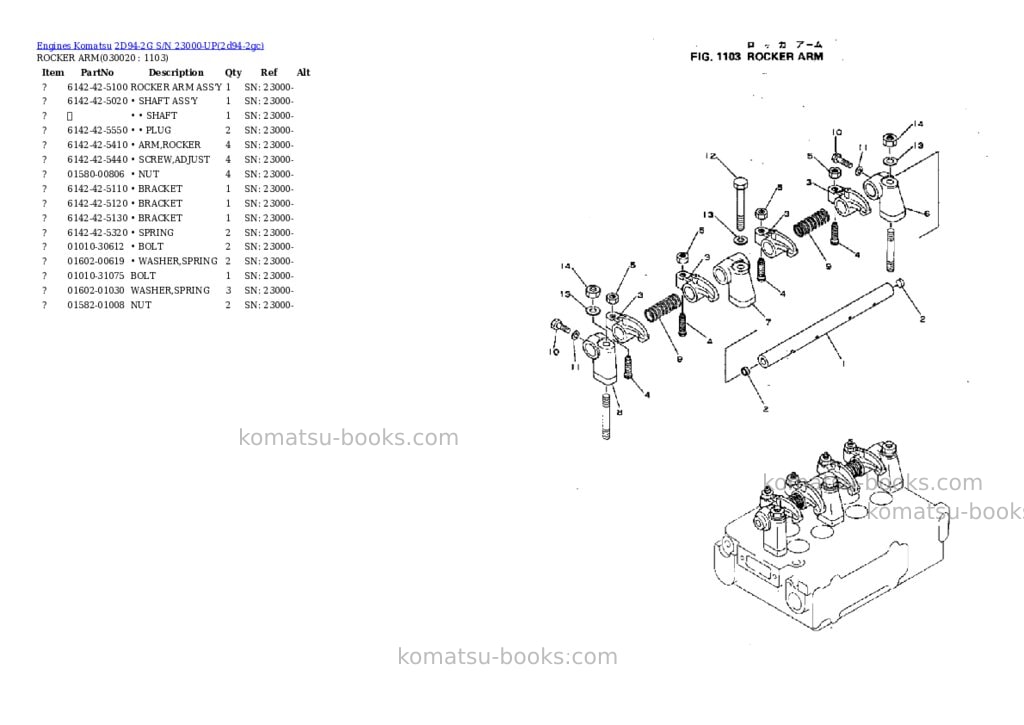 Komatsu 2D94-2G S/N 23000-UP Parts catalog cover