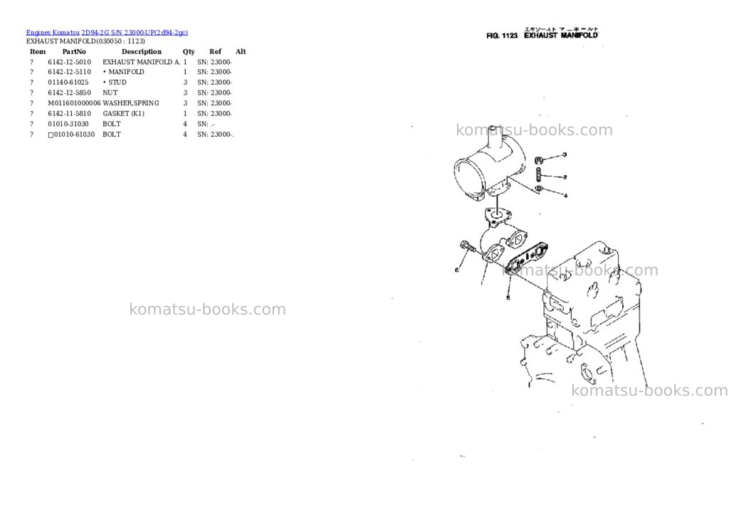Komatsu 2D94-2G S/N 23000-UP Parts catalog cover Page 4