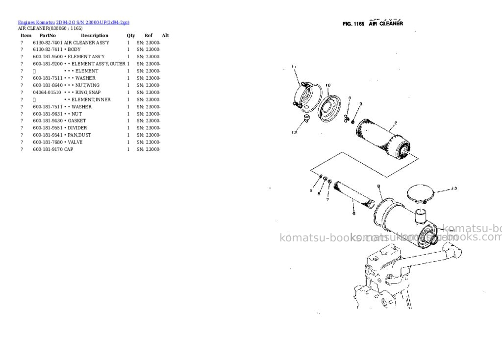 Komatsu 2D94-2G S/N 23000-UP Parts catalog cover Page 5