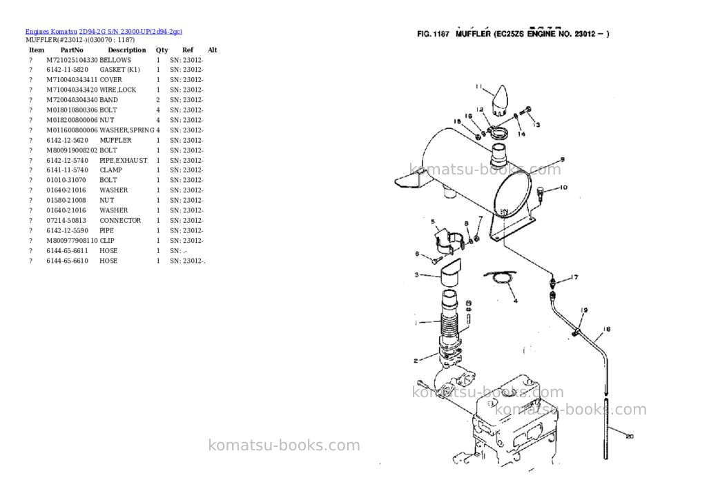 Komatsu 2D94-2G S/N 23000-UP Parts catalog cover Page 6