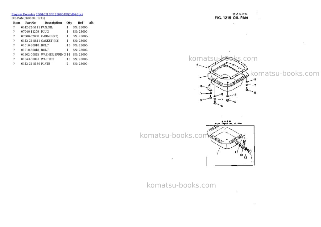 Komatsu 2D94-2G S/N 23000-UP Parts catalog cover Page 9